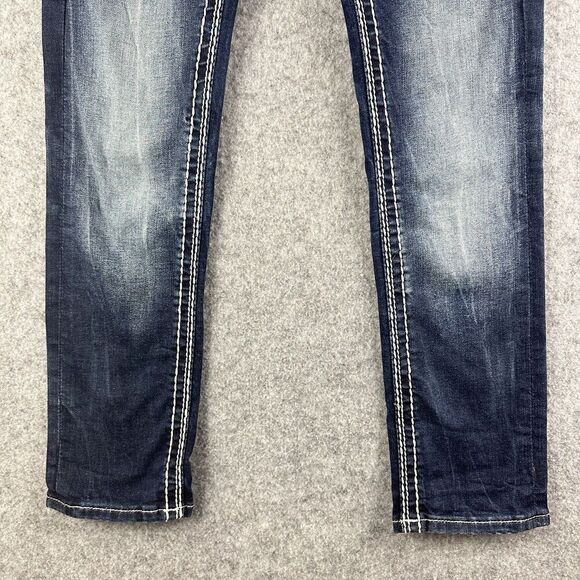 Rock Revival Meri Crop Jeans Womens 22 Dark Wash Faux Flap Embroidered Western - Picture 12 of 16